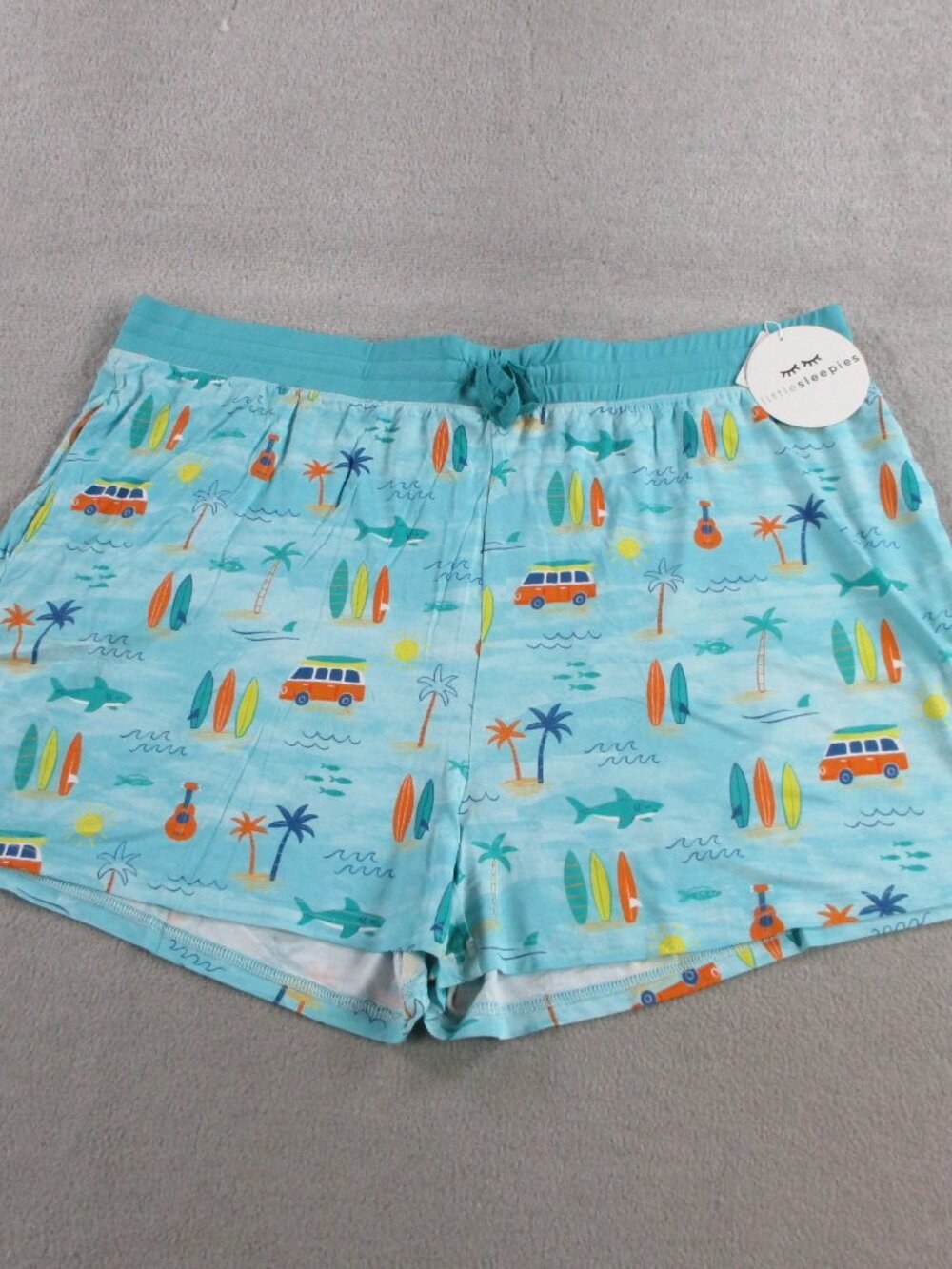Little Sleepies Pajama Shorts Womens 2XL Blue Surf Life Print Bamboo Lounge PJs